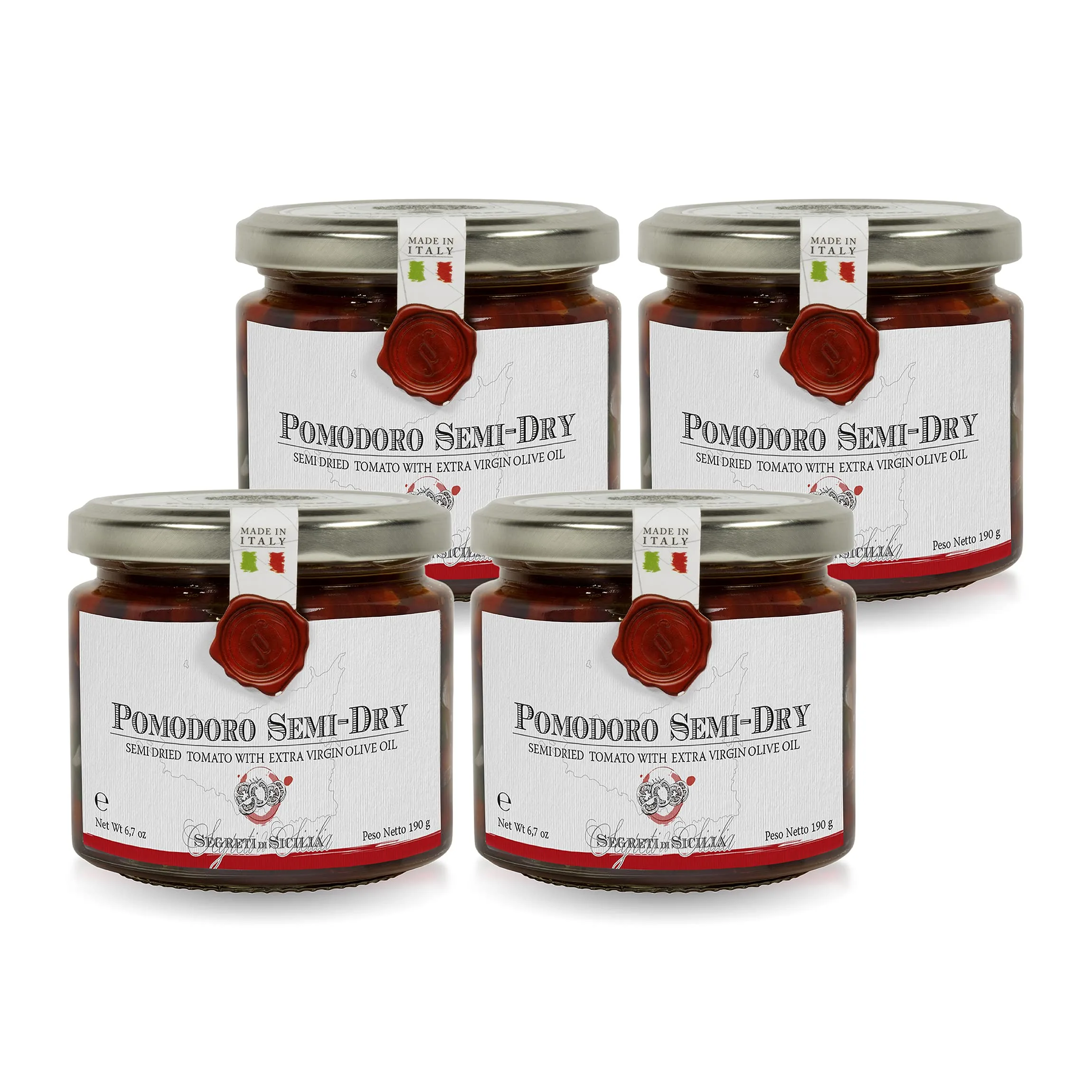 Frantoi Cutrera - Pomodorino Semi Secco - Semi-Dried Cherry Tomatoes in Extra Virgin Olive Oil, Product of Italy, 6.7oz (4 pack)
