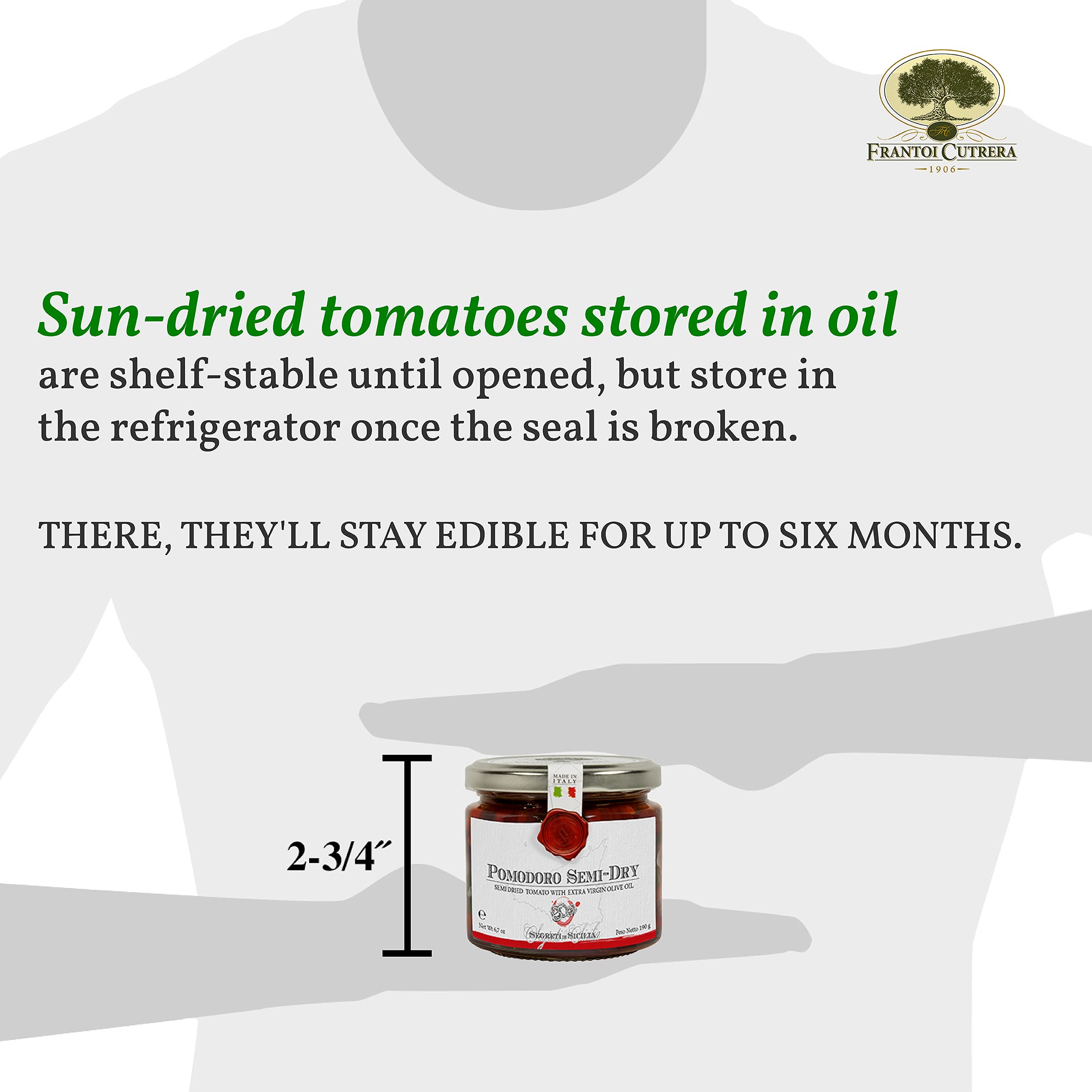 Frantoi Cutrera - Pomodorino Semi Secco - Semi-Dried Cherry Tomatoes in Extra Virgin Olive Oil, Product of Italy, 6.7oz (4 pack) thumbnail 3