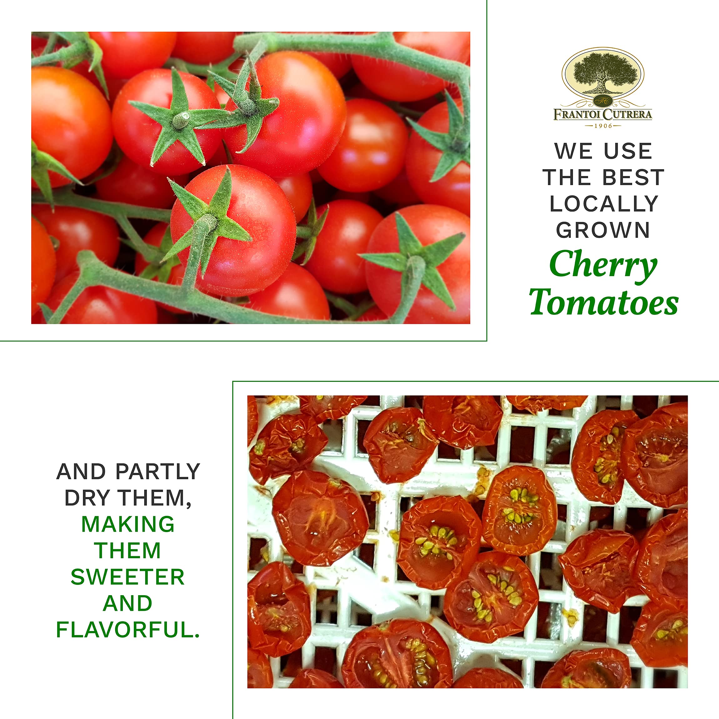 Frantoi Cutrera - Pomodorino Semi Secco - Semi-Dried Cherry Tomatoes in Extra Virgin Olive Oil, Product of Italy, 6.7oz (4 pack) thumbnail 4