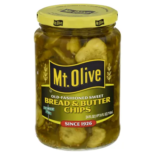 Mt. Olive Sweet Bread & Butter Pickle Chips, 24 fl oz jar thumbnail 2