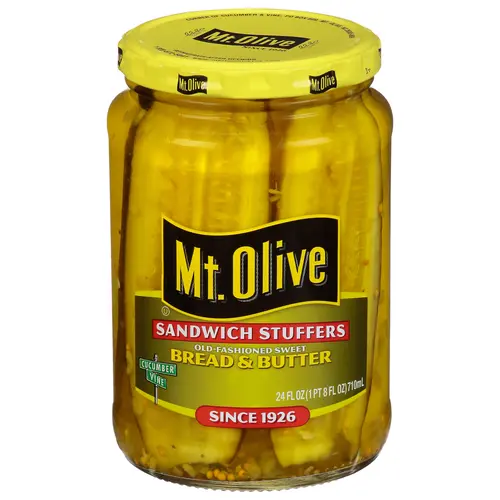 Mt. Olive Old Fashioned Sweet Bread And Butter Jumbo Sandwich Stuffers Pickle, 24 fl oz Jar thumbnail 2