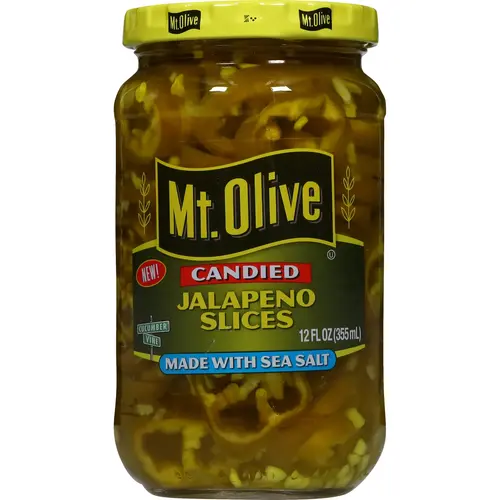 Mt. Olive Candied Jalapeno Slices Made With Sea Salt, 12 fl oz Jar