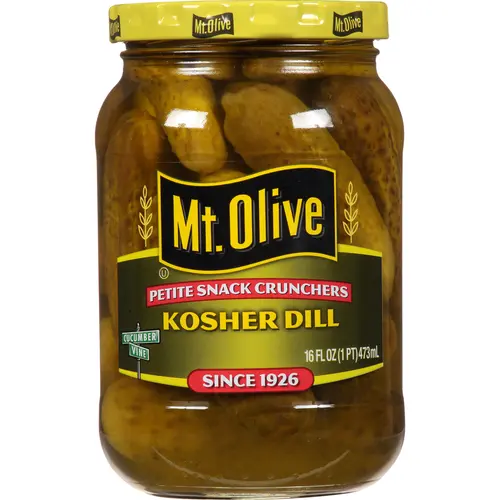 Mt. Olive Petite Snack Crunchers Kosher Dill Pickles, 16 fl oz Jar