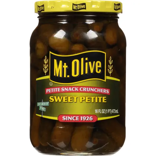 Mt. Olive Sweet Petite Snack Cruncher Pickles, 16 fl oz Jar