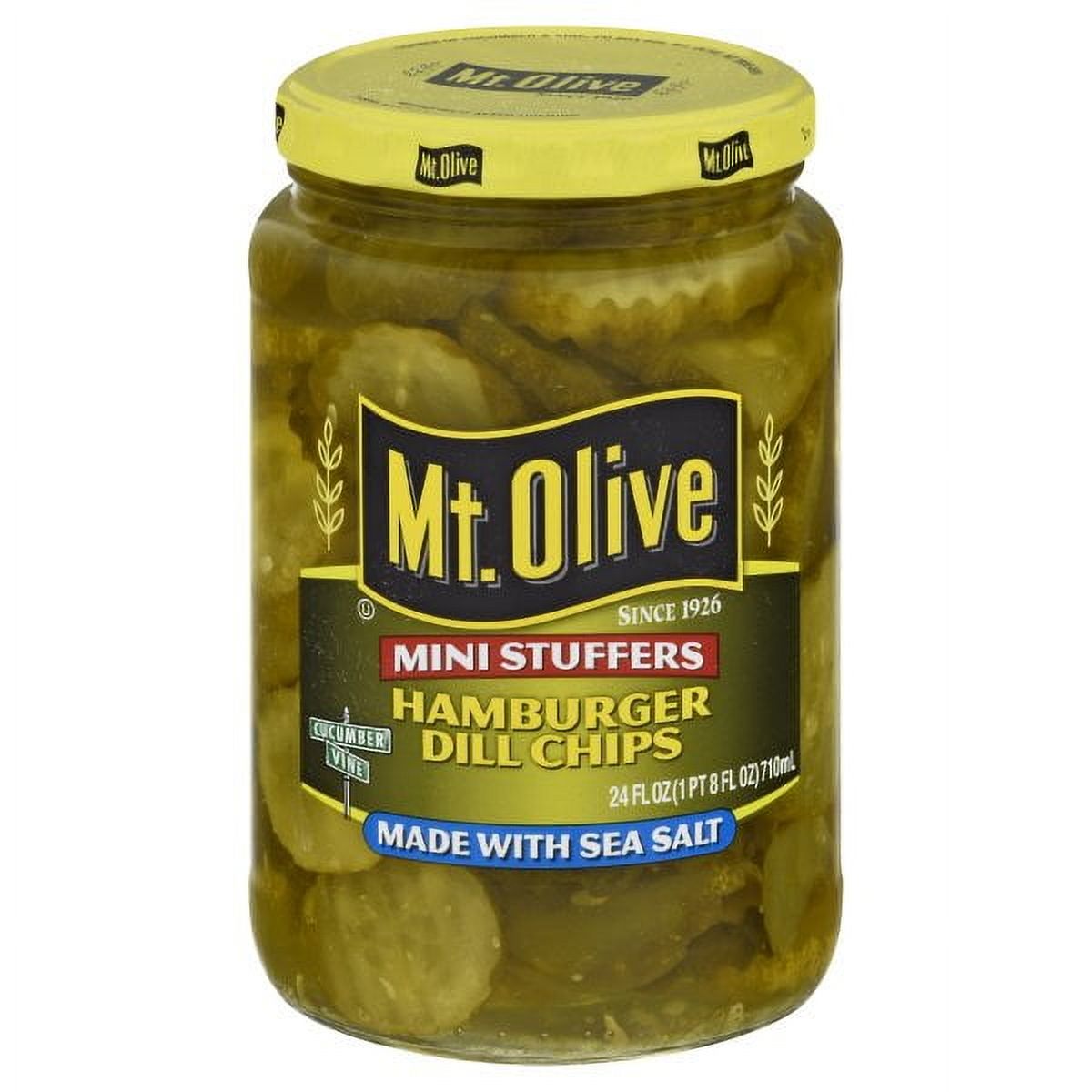 Mt. Olive Fresh Pack Mini Stuffer Hamburger Dill Chips Sea Salt Pickles, 24 fl oz Jar thumbnail 4