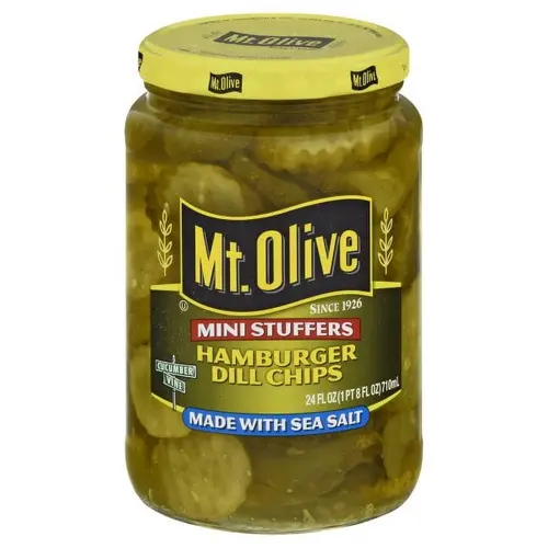 Mt. Olive Fresh Pack Mini Stuffer Hamburger Dill Chips Sea Salt Pickles, 24 fl oz Jar thumbnail 4