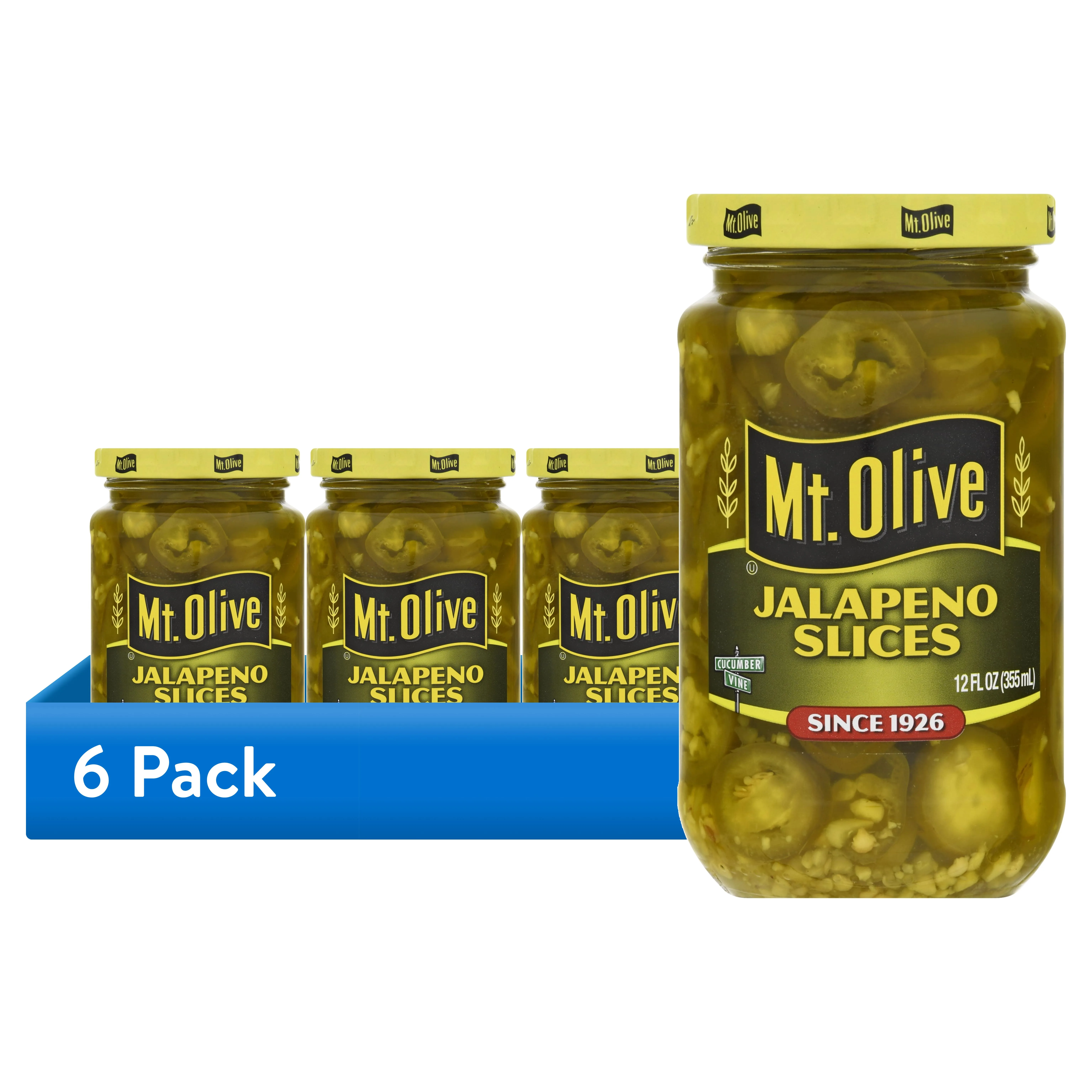 (6 pack) Mt Olive Fresh Pack Jalapeno Pepper Slices, 12 fl oz Jar