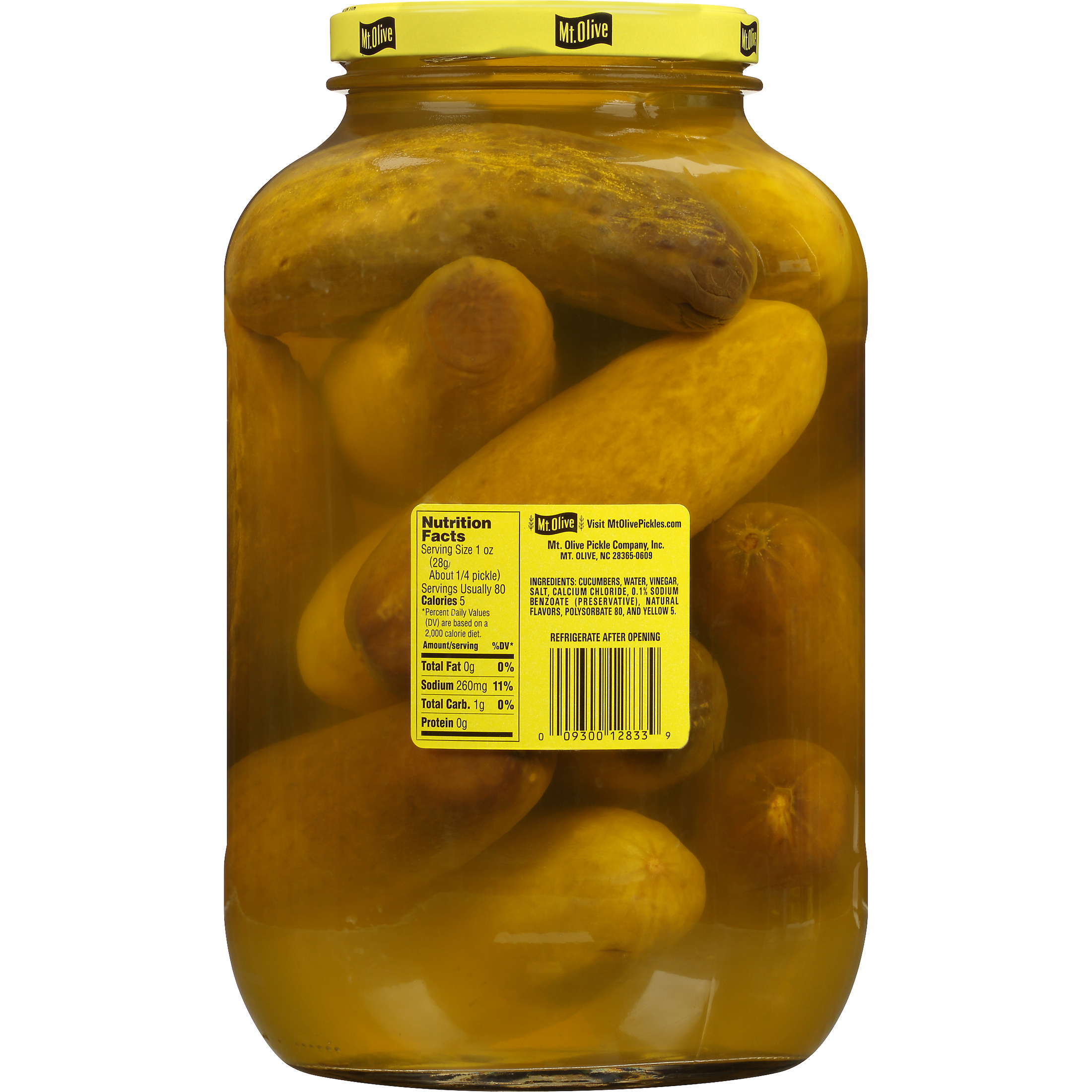 Mt. Olive Whole Kosher Dill Pickles, 128 fl oz Jar thumbnail 3