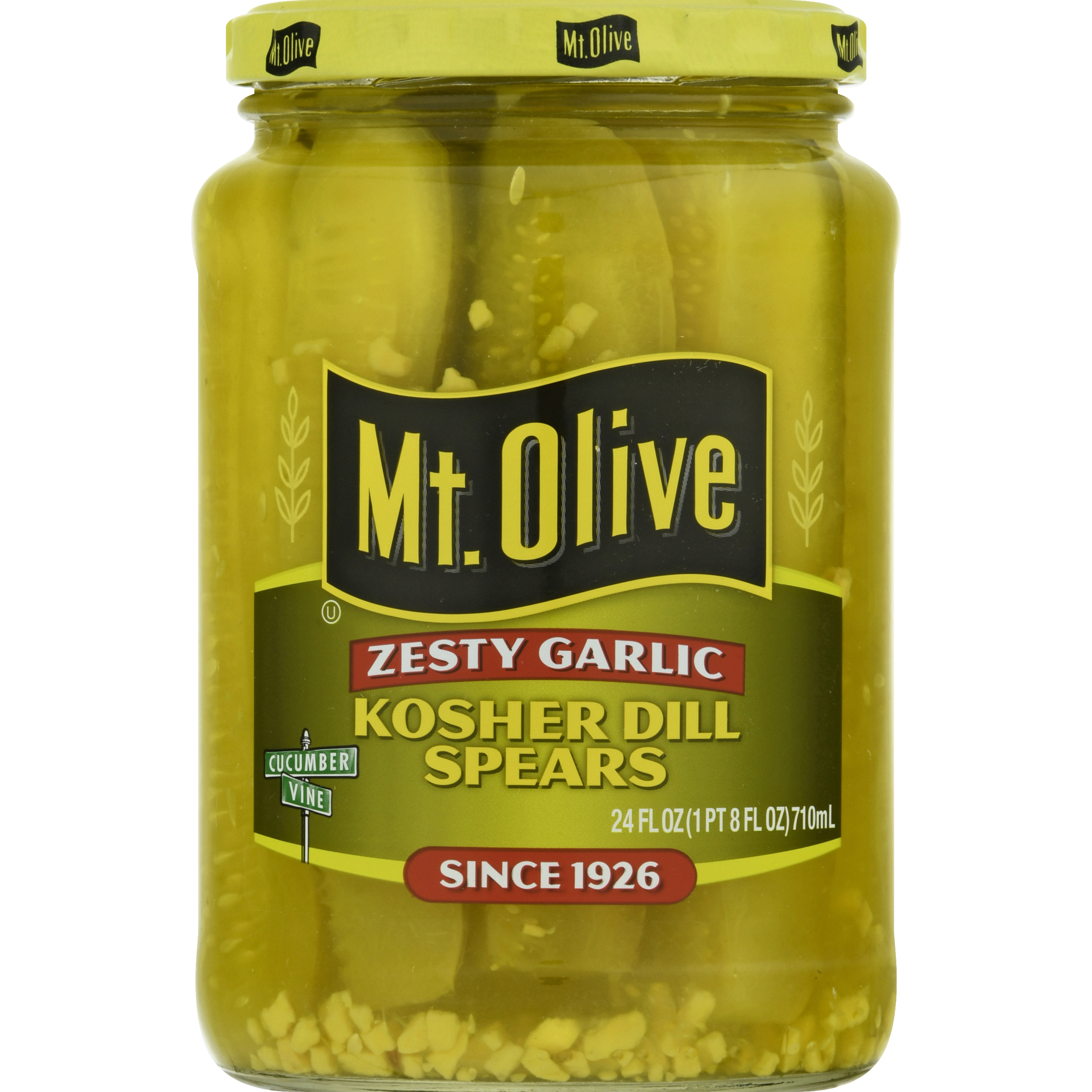 Mt. Olive Zesty Garlic Kosher Pickle Spears, 24 fl oz Jar