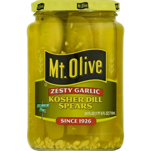 Mt. Olive Zesty Garlic Kosher Pickle Spears, 24 fl oz Jar