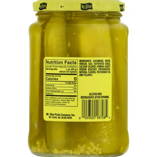 Mt. Olive Zesty Garlic Kosher Pickle Spears, 24 fl oz Jar thumbnail 3