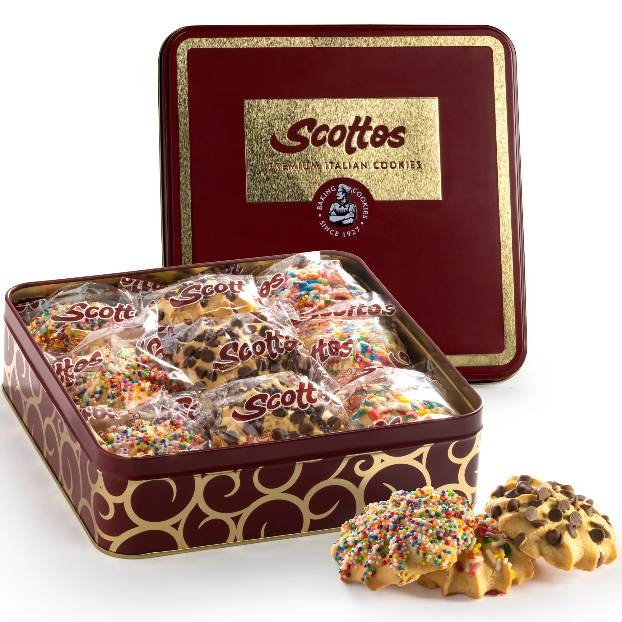 Scotto's Assorted Chocolate Chip Cookies, Rainbow Sprinkles Cookies , Family Size Pack of 18