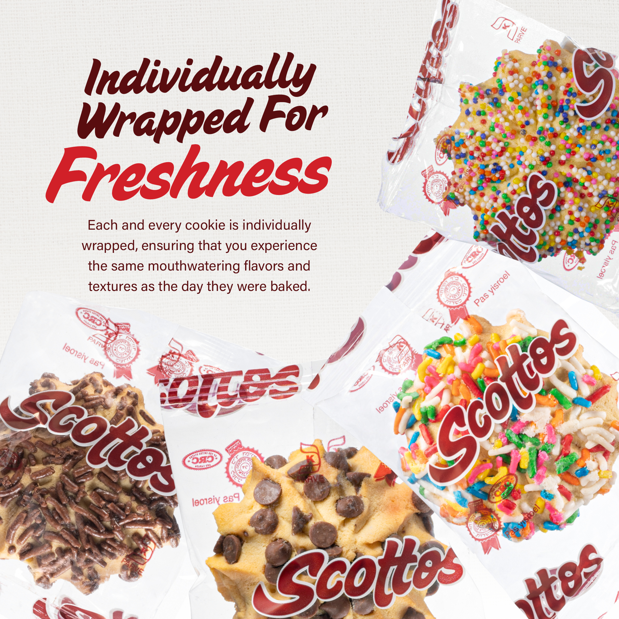 Scotto's Assorted Chocolate Chip Cookies, Rainbow Sprinkles Cookies , Family Size Pack of 18 thumbnail 3