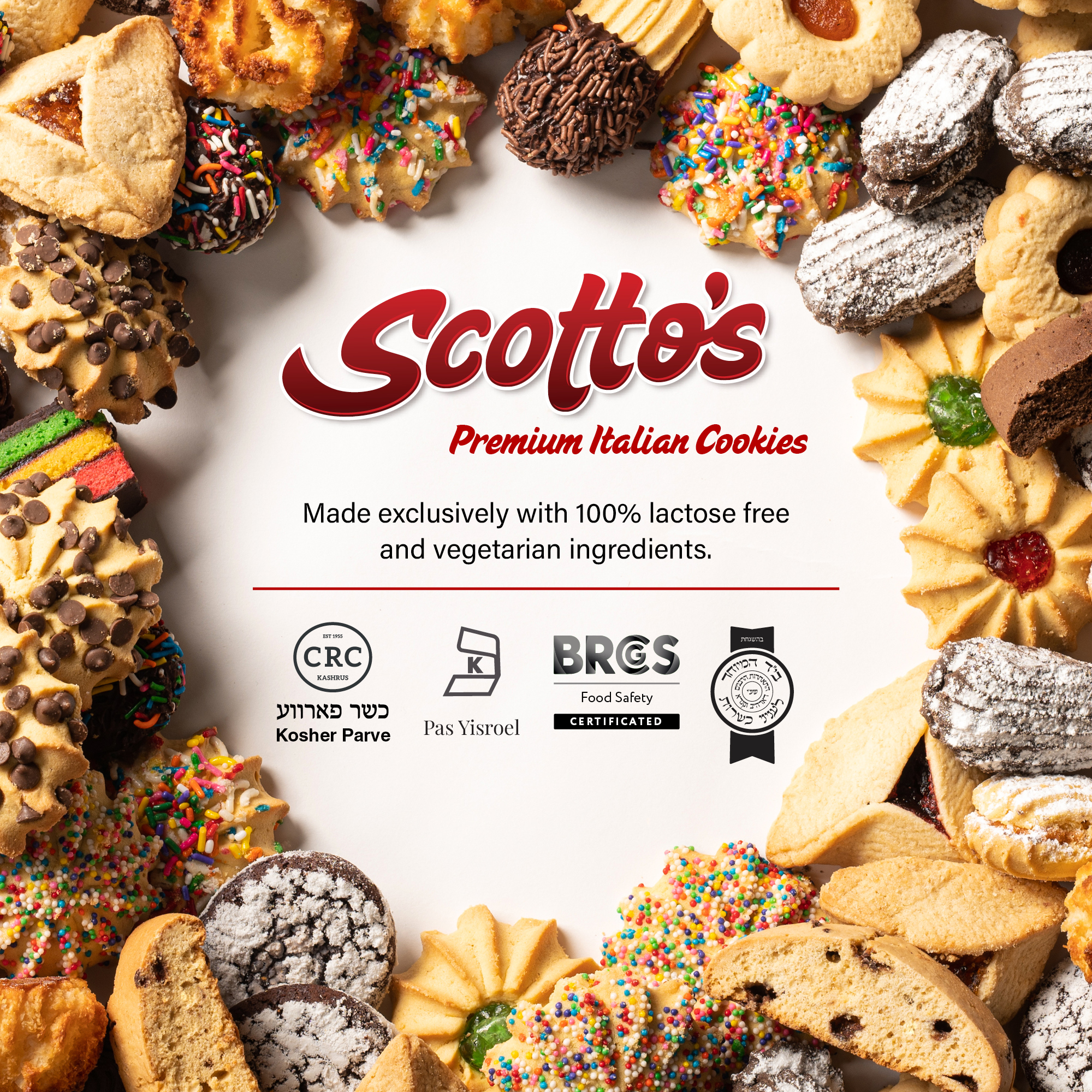 Scotto's Assorted Chocolate Chip Cookies, Rainbow Sprinkles Cookies , Family Size Pack of 18 thumbnail 4