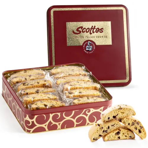 Scotto's Biscotti Italian Cookies Pack of 24 , Chocolate Chip Biscotti Individually Wrapped Ready to Eat Snack