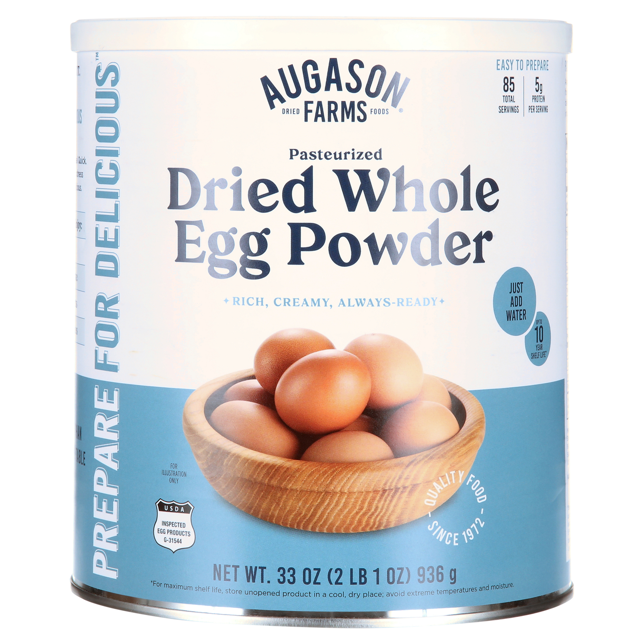 Augason Farms Gluten Free, Dried Whole Powdered Eggs, 2 lbs- 1 oz Can