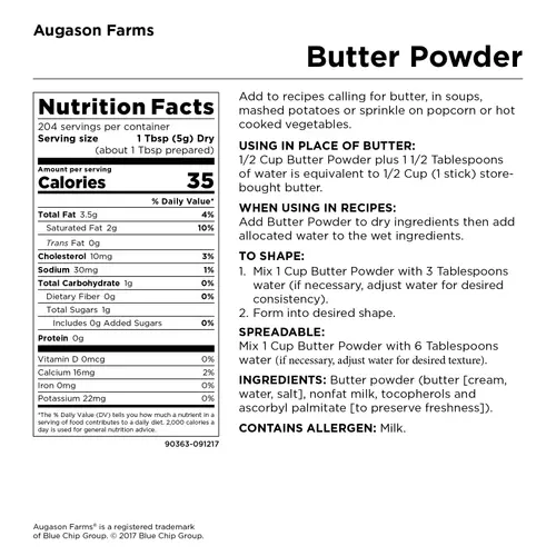 Augason Farms Butter Powder 2 lbs 4 oz No. 10 Can thumbnail 2