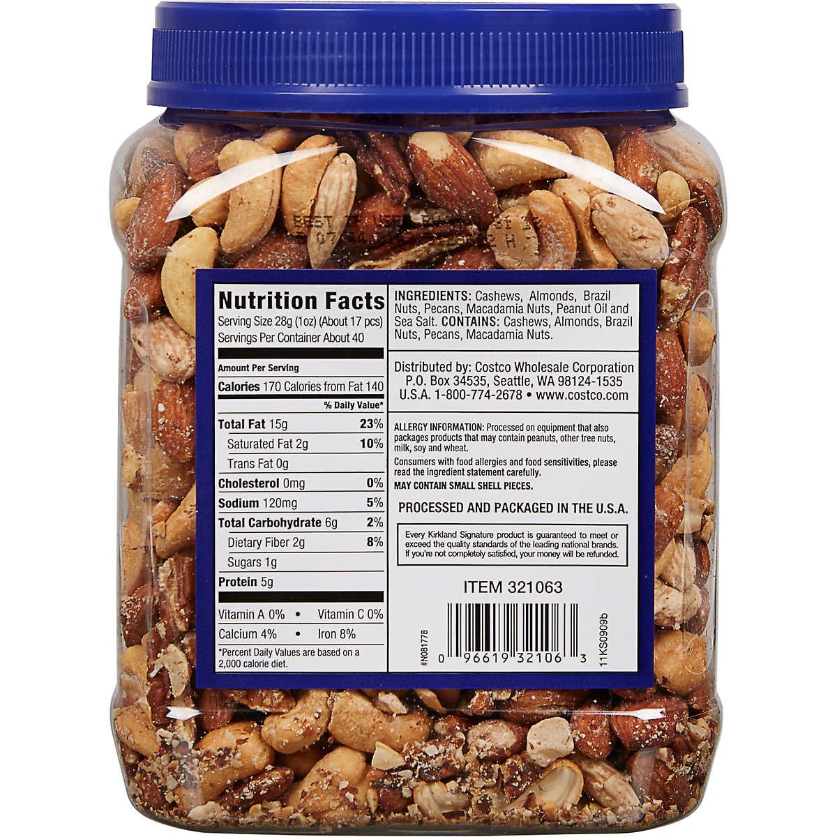 Kirkland Signature Extra Fancy Mixed Nuts, 2.5 lbs thumbnail 2