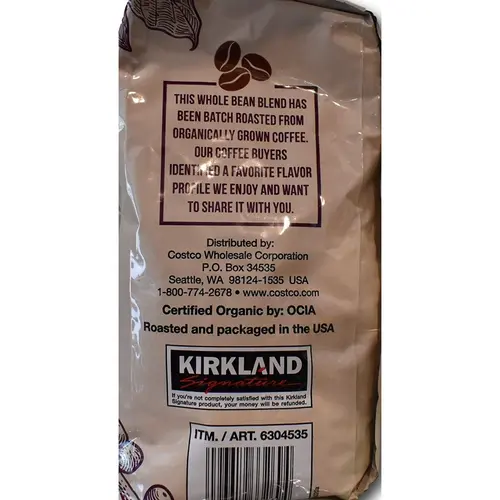 Kirkland Signature Organic Whole Bean Blend 100 % Arabica Beans (2 Pounds) thumbnail 3