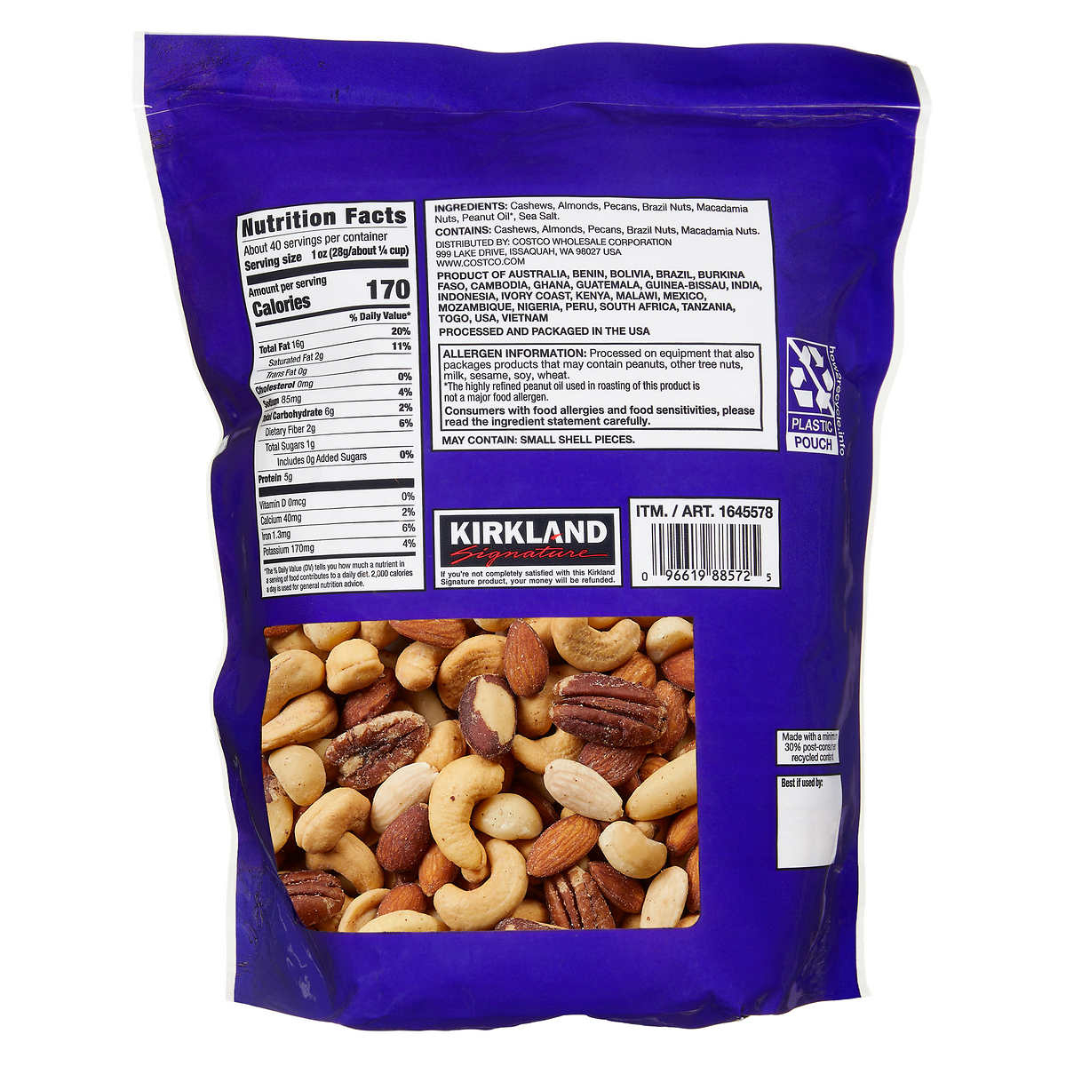 Kirkland Signature Extra Fancy Mixed Nuts Salted 2.5 Pounds thumbnail 2