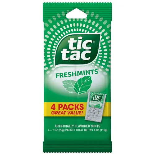 Tic Tac Freshmint Breath Mints, 4 Count, On-The-Go Refreshment, 1 oz Each