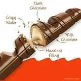 Kinder Bueno Milk Chocolate and Hazelnut Cream, 1 Pack, 4 Individually Wrapped Chocolate Bars, 3 oz thumbnail 2