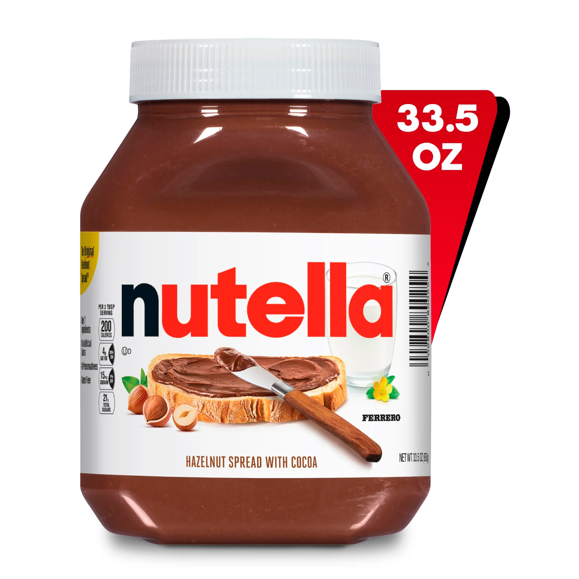Nutella Hazelnut Spread with Cocoa for Breakfast, 33.5 oz Jar